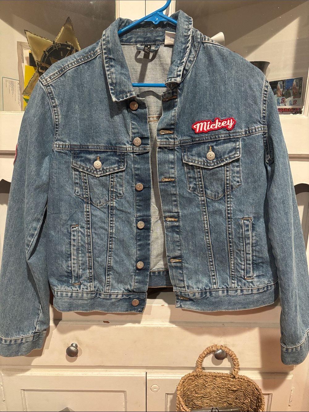 Zara Disney Blue Denim Jacket with Disney patches